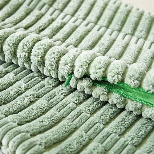 Miniatura 44 de Sunday Praise Paquete de 2 fundas de almohada decorativas de pana de 18 x 18 pulgadas, fundas de almohada cuadradas de rayas bohemias suaves