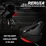 Large Comfortable Bike Seat Wide Saddle Shock Absorbing - Oversized Memory Foam Padded Exercise Bicycle Seat Waterproof Leather Cover - Universal Soft Replacement Cycling Cushion for Men Women