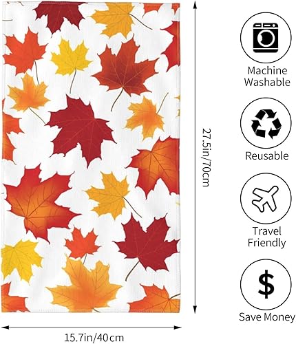Miniatura 4 de Perinsto Toalla de mano de hojas de arce otoñal, toallas decorativas para la punta de los dedos, multiusos para baño, cocina, gimnasio y spa, 27.5 x