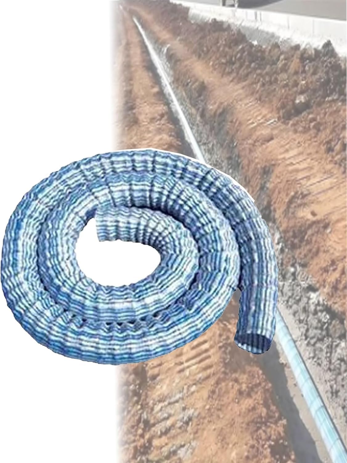 JvFbjLF Non-woven Corrugated French Drain Pipe With Wire Reinforcement, Suitable For Lawns And Sidewalks(19m/62.3ft)