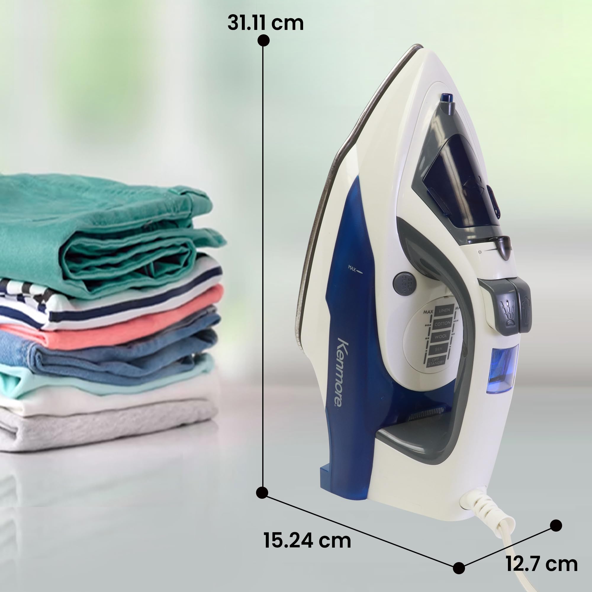 Kenmore Digital Plancha de vapor para ropa portátil Mini hierro vertical vaporizador de ropa Plancha de pelo Control de temperatura 9 Telas presets pantalla LED para viajes en casa