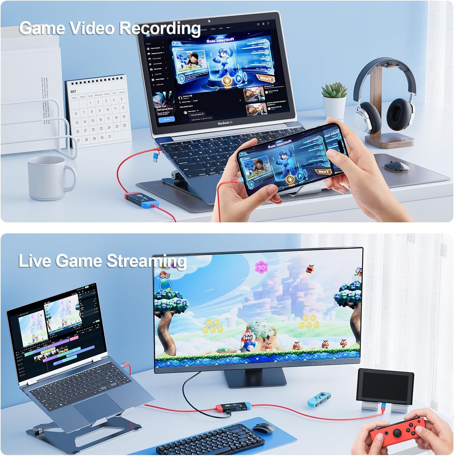 GKEAPZA Adattatore USB C a HDMI 4K aggiornato per Nintendo Switch/Switch OLED, interruttore portatile di ricambio con caricatore PD/USB 3.0