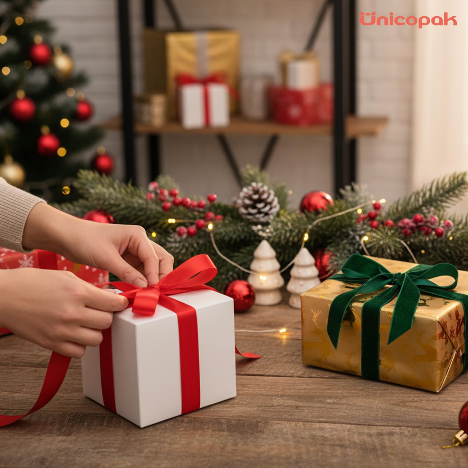 UnicoPak 10 Pack 5x5x5 Gift Boxes, Sturdy Small White Gift Boxes for Presents, Ornaments, Candles, Mugs, Easy Pop-up Assembly, Ideal for Birthday Christmas Party Business