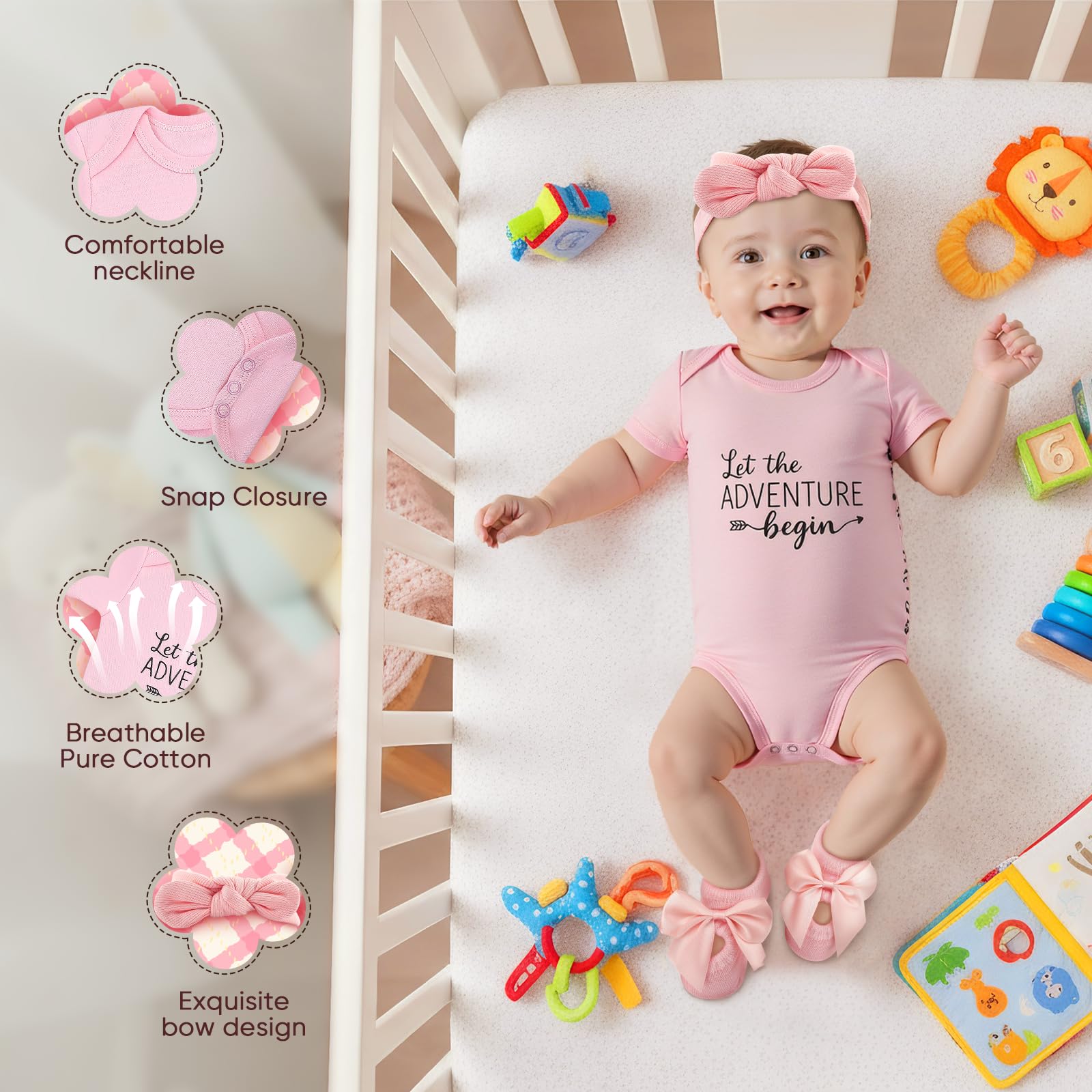 Neugeborenen Geschenk 12 In 1,Mit Lätzchen,Schmusetuch, Decke,Lätzchen,Pink | Baby Set Neugeborene,Baby Geschenkset,Mit Socken, Dreieckstuch And Wooden Rattle,Geschenke Zur Geburt Für Mädchen