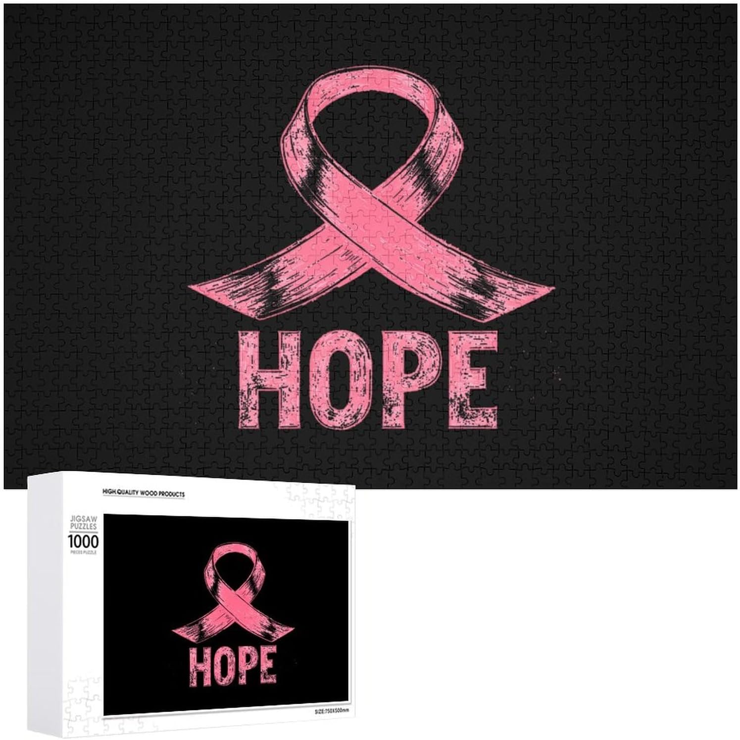 Ope Ribbon Breast Cancer Awareness Wood Puzzle Challenging Jigsaw Puzzles for Women Men