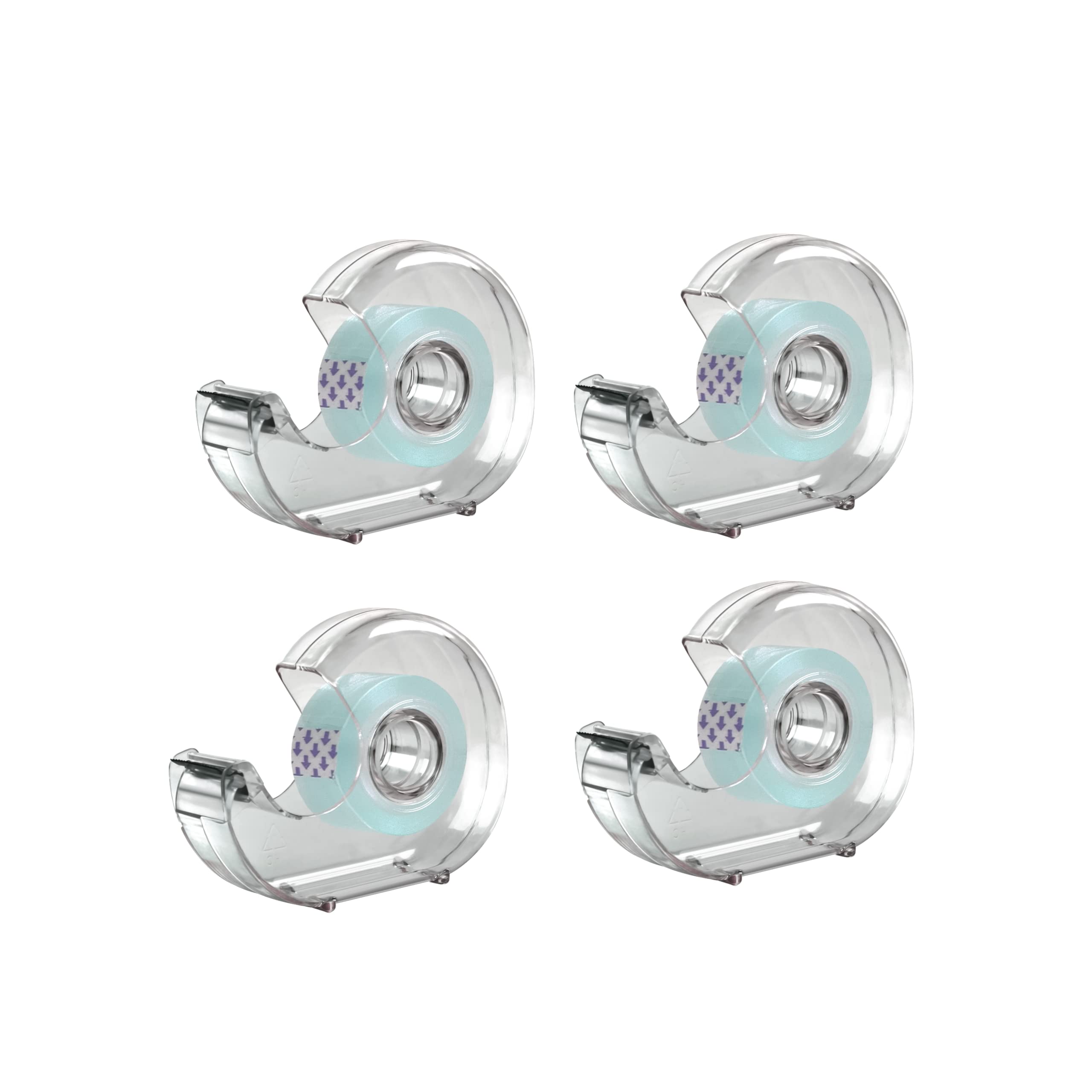 Tape Dispenser with Cutter, Clear Dispenser (Pack of 4) 2