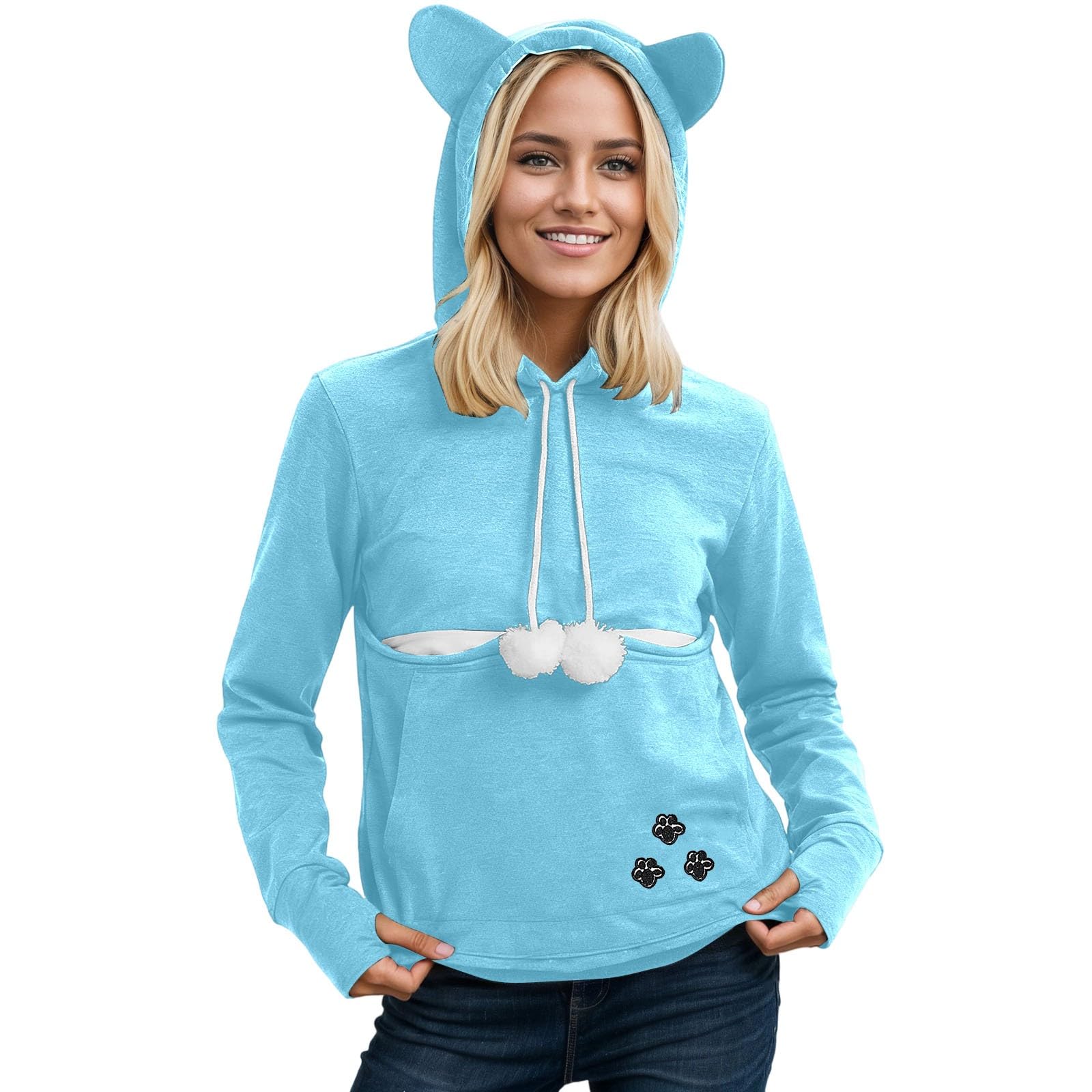 Sudadera con Capucha de Invierno con Bolsillos Grandes, Jersey de Forro Polar Acogedor, Top Informal para la Temporada de otoño