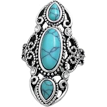Bohemian Turquoise Ring for Women, 925 Silver Vintage Cowgirl Jewelry, Western Statement Turquoise Jewelry for Women