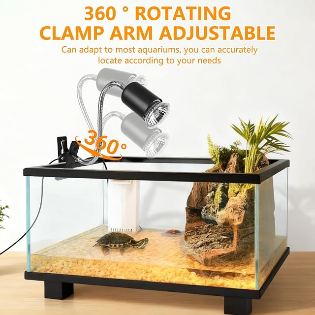 Foto 3 de 7 de LURICO Lámpara para Tortugas, Pinza Giratoria de 360°Lámpara de Calor para Reptil Lámparas de Reptiles…