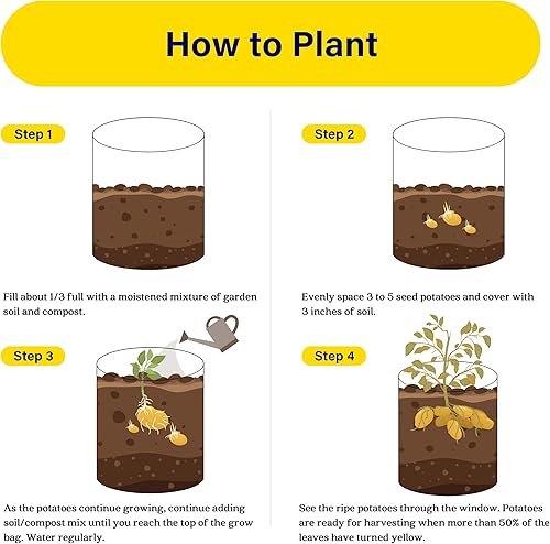 Miniatura 7 de iPower GLGROWBAGWINDOW7X5X2 - Paquete de 10 bolsas de cultivo de papa de 7 galones con asa, contenedor de tela de aireación no tejida gruesa,