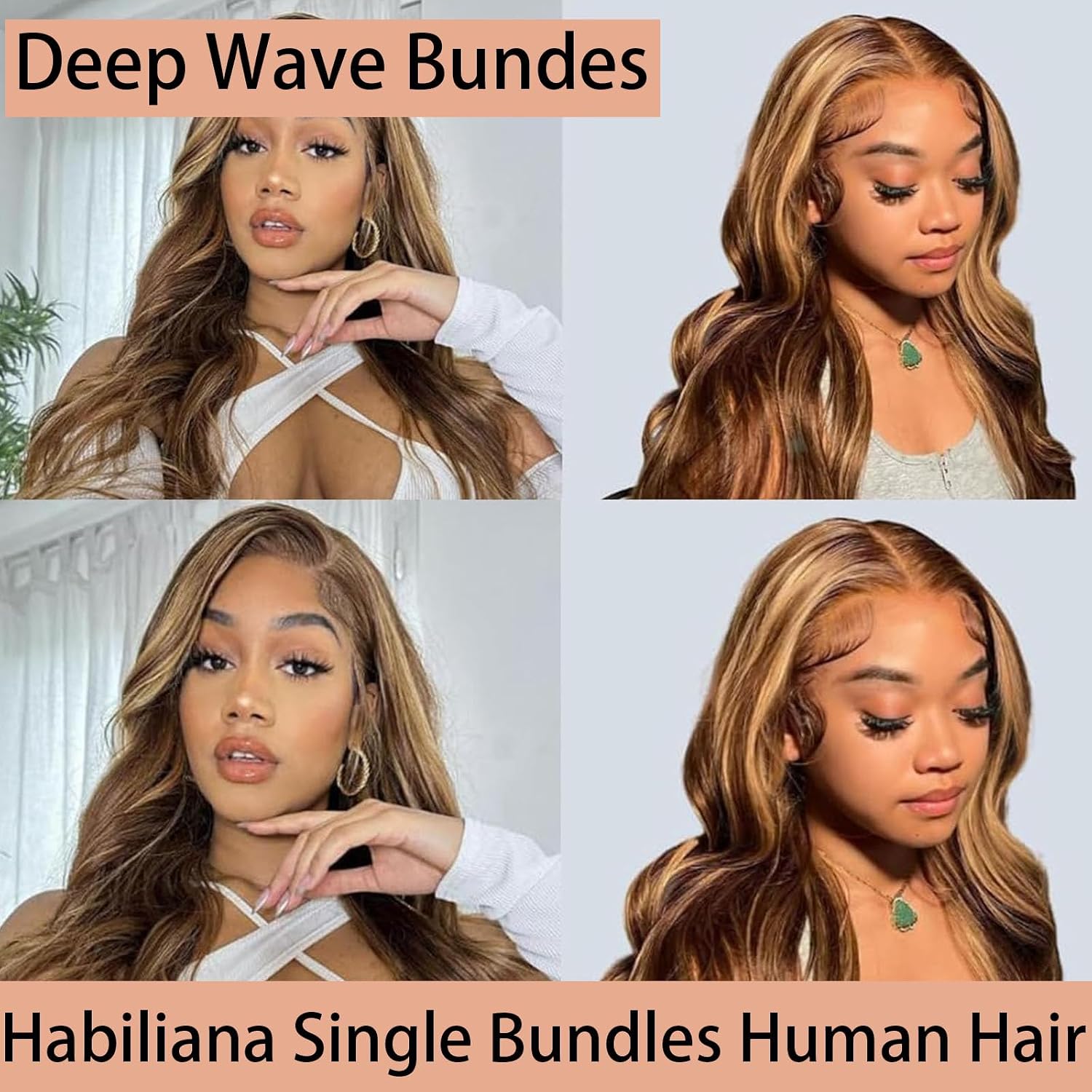 Ombre Body Wave Human Hair Bundles 1 Bundles 26 Inch Brazilian Virgin P4/27 Hair Extensions Human Hair Wavy 100% Unprocessed Body Wave Hair Weft for Women