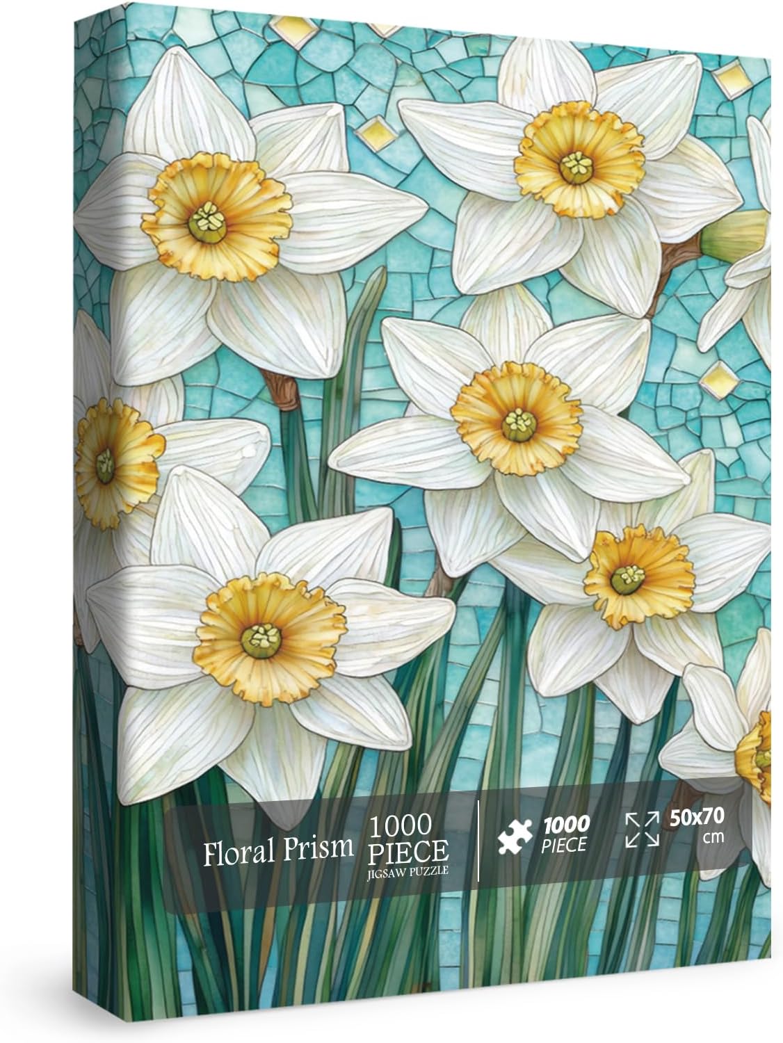 1000 Piece Mosaic Flower Jigsaw Puzzle - Stained Glass Floral Art, Challenging Adult Puzzle (70x50cm)