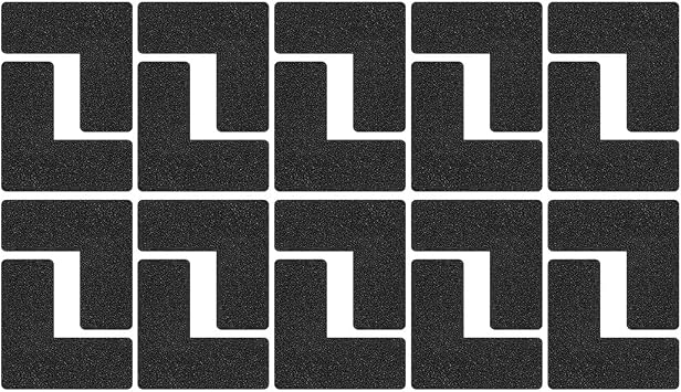 Beiyier 100 Pack 5s Location Marking Corner, 2x2x0.8 Inch L Shaped Graphical Floor Marker for Office Desk Table Top, Warehouse Floor Black