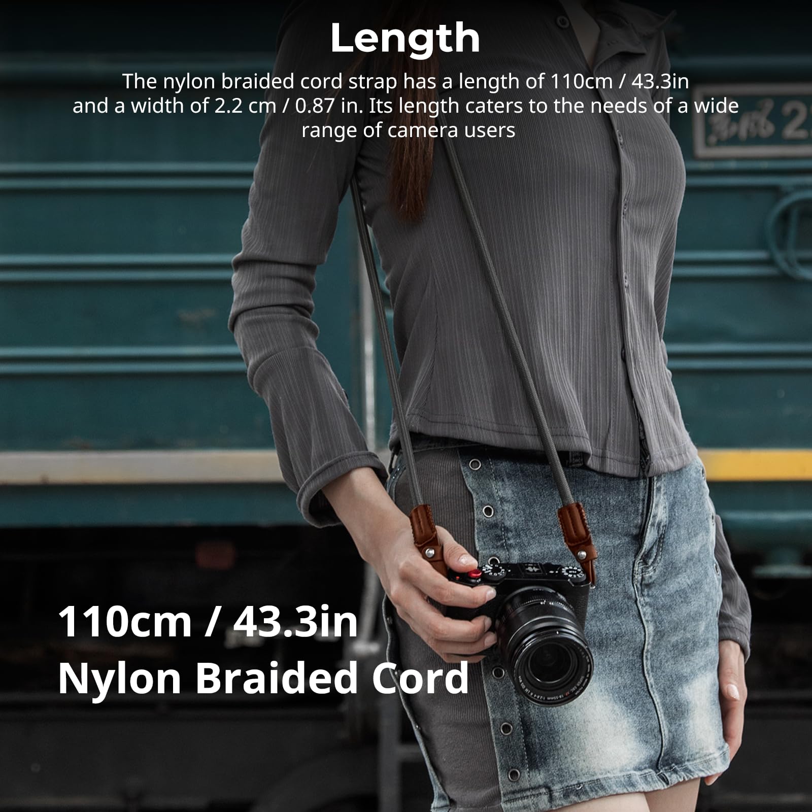 SMALLRIG Shoulder Strap für Kamera, verstellbarer geflochtener Schultergurt für Kamera mit O-Ring und Lederpolster für DSLR/spiegellose Kameras für Sony, für Fujifilm,für Canon, für Nikon