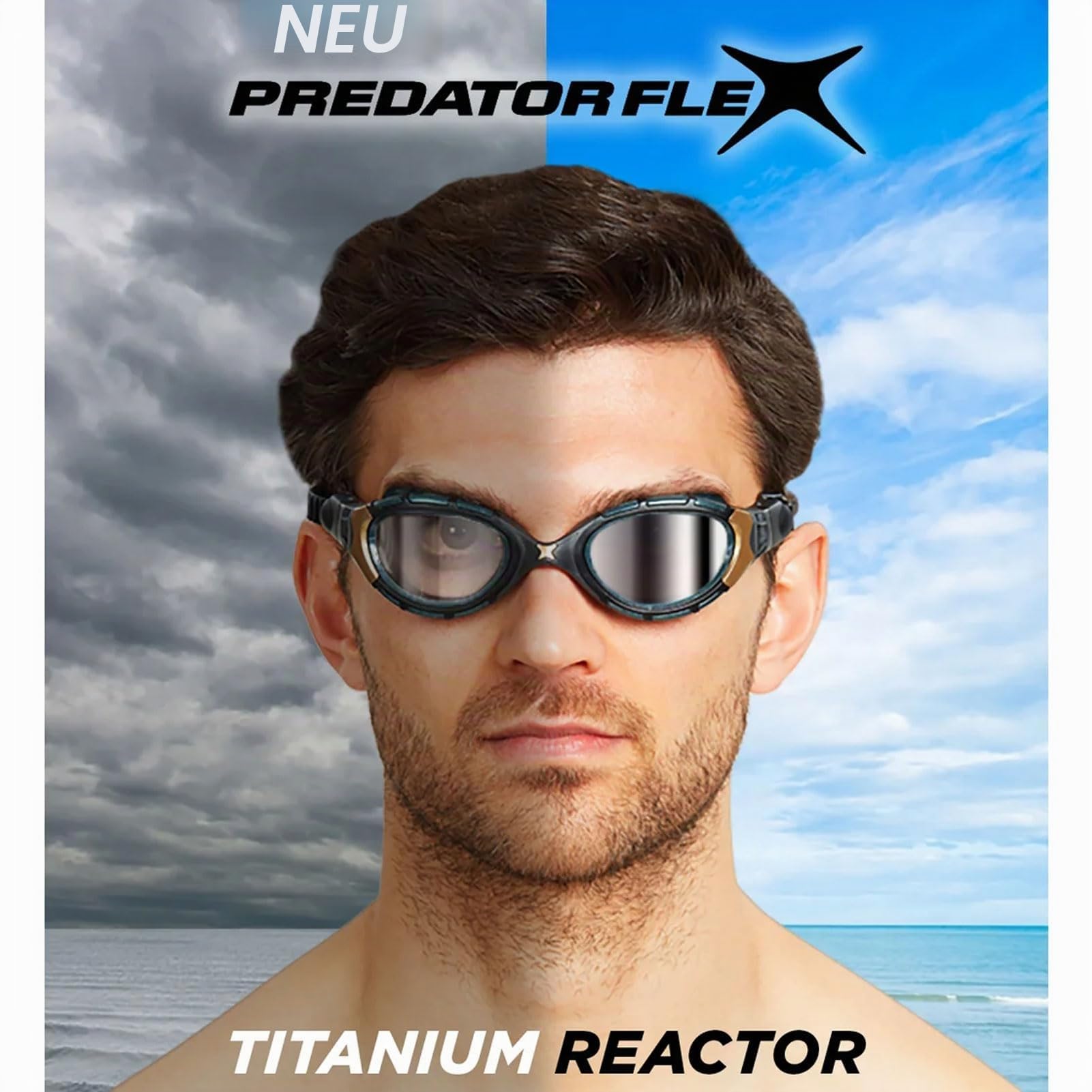 Zoggs Original Predator Flex Schwimmbrille Erwachsene, Herren und Damen – Freiwassereinsatz, Antibeschlag, Bequemer Sitz, Einfach Verstellbare Zugbänder