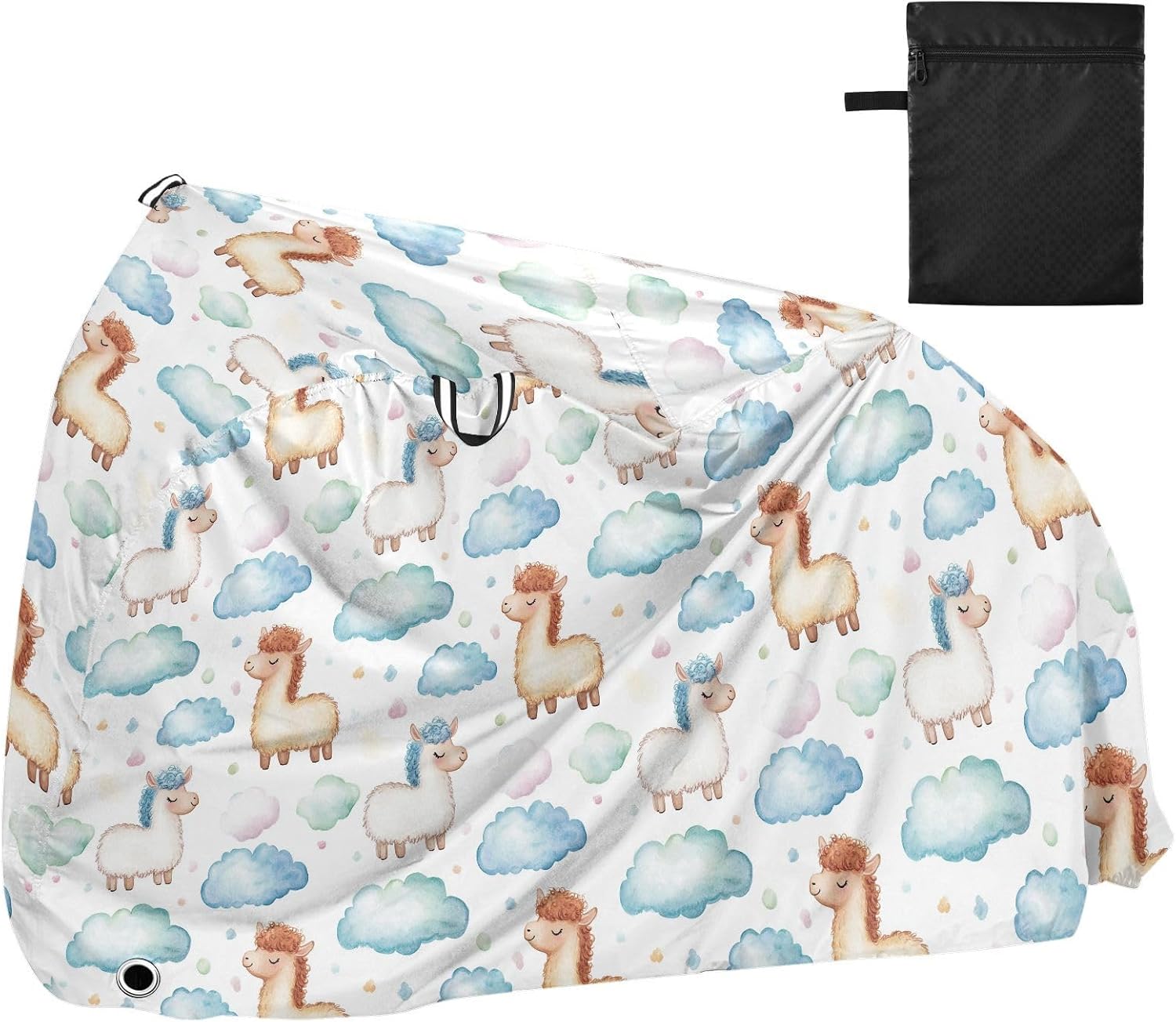 ALAZA Llamas Alpaca Cute Clouds Bike Cover Waterproof Outdoor Ebike Bicycle Covers Tarp Protection for 1/2 Bikes, Sun UV Dust Wind Proof