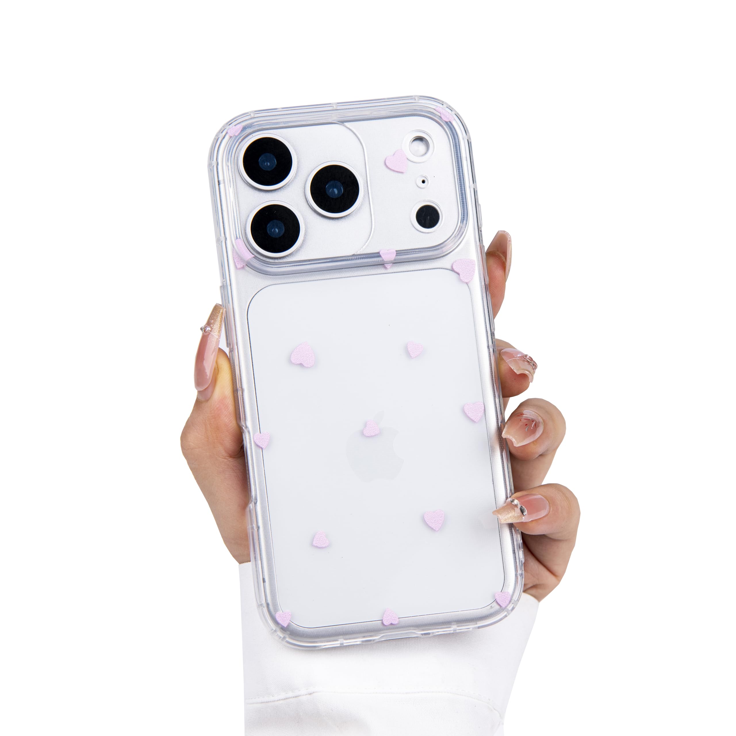 Einaily Hülle für iPhone 17 Pro Max Case Crystal Clear Handyhülle Mode Chic Herz Muster Ultra Dünn Transparent Klare TPU Silikon Bumper Stoßfest Kratzfest Schutzhülle für iPhone 17 Pro Max Slim Cover