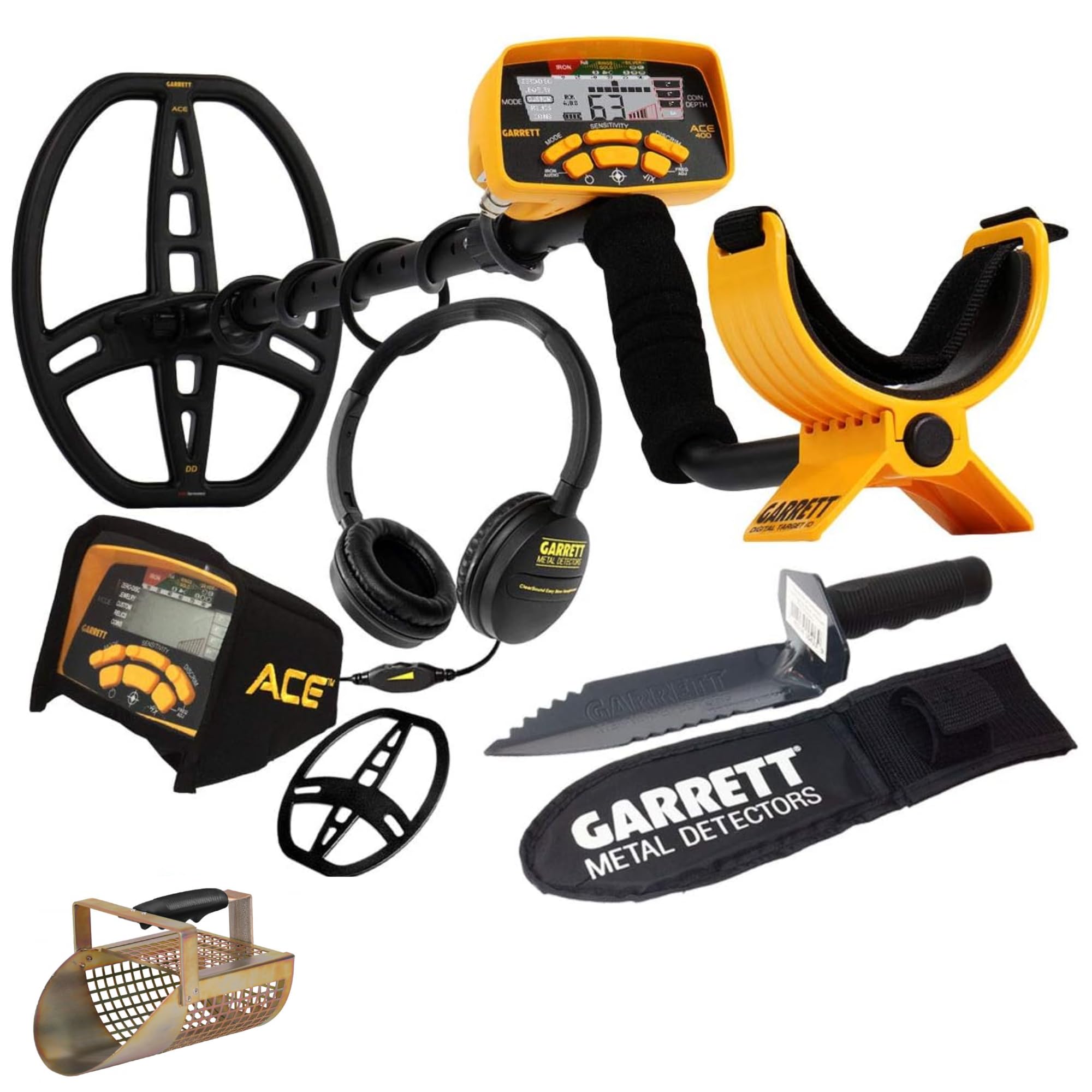 Garrett Metal Detectors ACE 400 with DD Waterproof Coil, Scoop, and Edge Digger