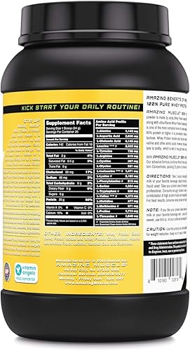 Vista 37 de Amazing Muscle - Proteína aislada y concentrada de suero de leche, 0.88 oz por suplemento de porción, sabor avellana, 2 libras (2.0 lbs) Sin OMG