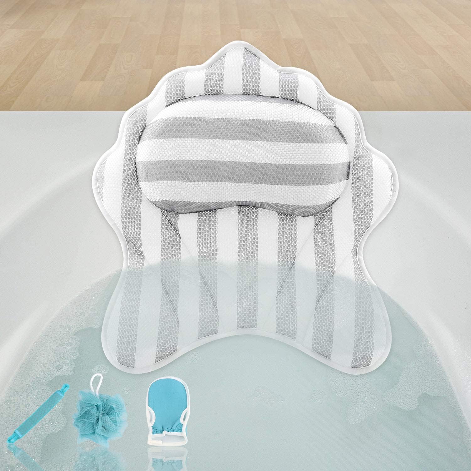 Luxury Bath Pillow Set, Ergonomic Bathtub Spa Bath Pillows