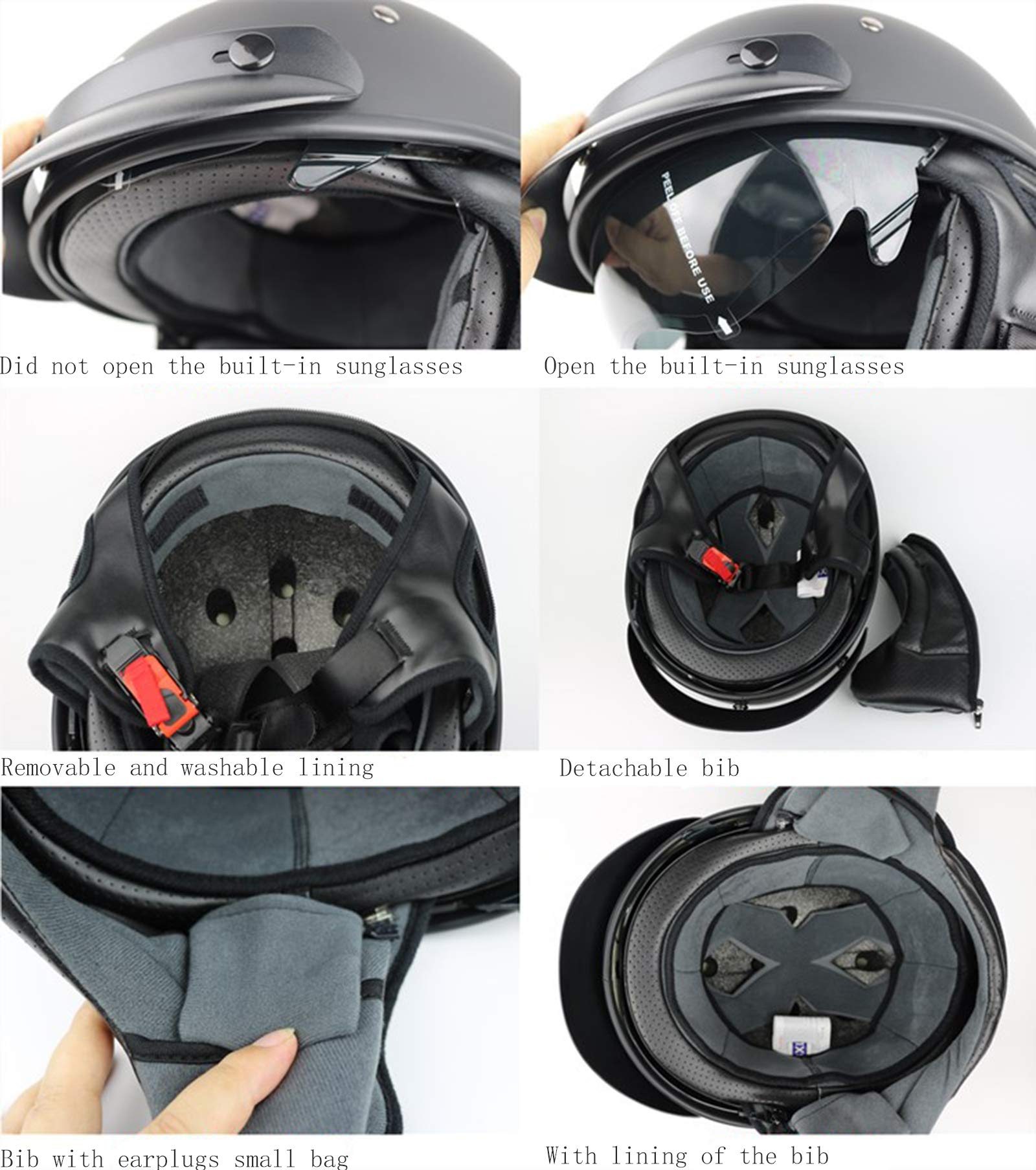 built pilot motorcycle helmets GAOZHE Vintage Helmet Jet Visor Vintage Helmet Retro Style US Chopper Half Jet Helmet Scooter Chopper Adult Men and Women Jet guahan seal Nike Hike Sustainable Backpack Size:6'4