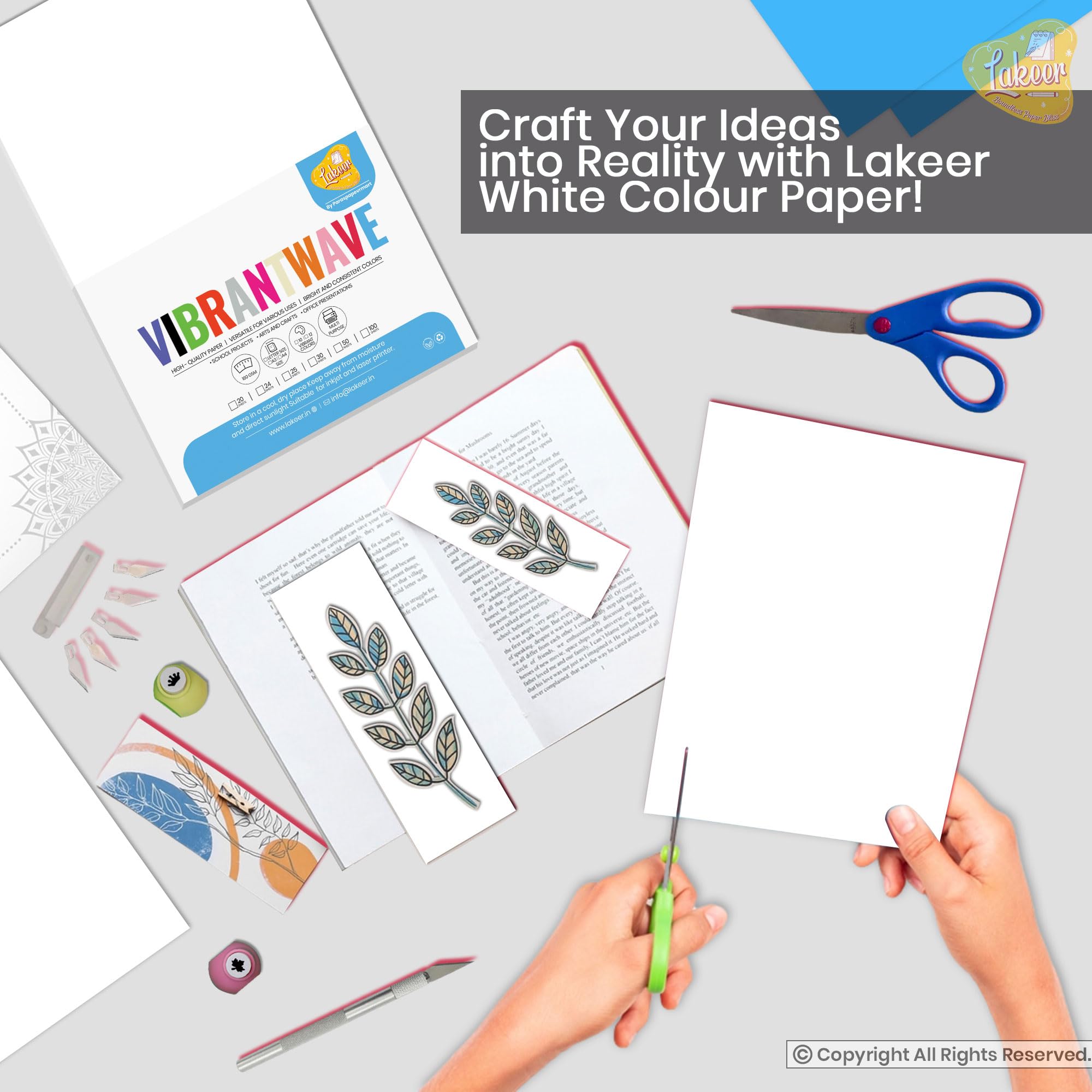 Lakeer A4 Color Paper 50 Sheets (White) Premium Colour 180 GSM Pack for Copy Printing, DIY Art & Craft, Projects, Decoration, Other Office Printing, etc. 2