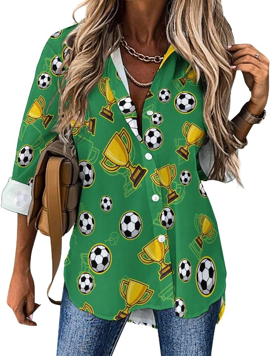 Camisas de manga larga para mujer, estilo retro, geométrico, colorido, con cuello en V, con botones, blusa informal, ligera, holgada
