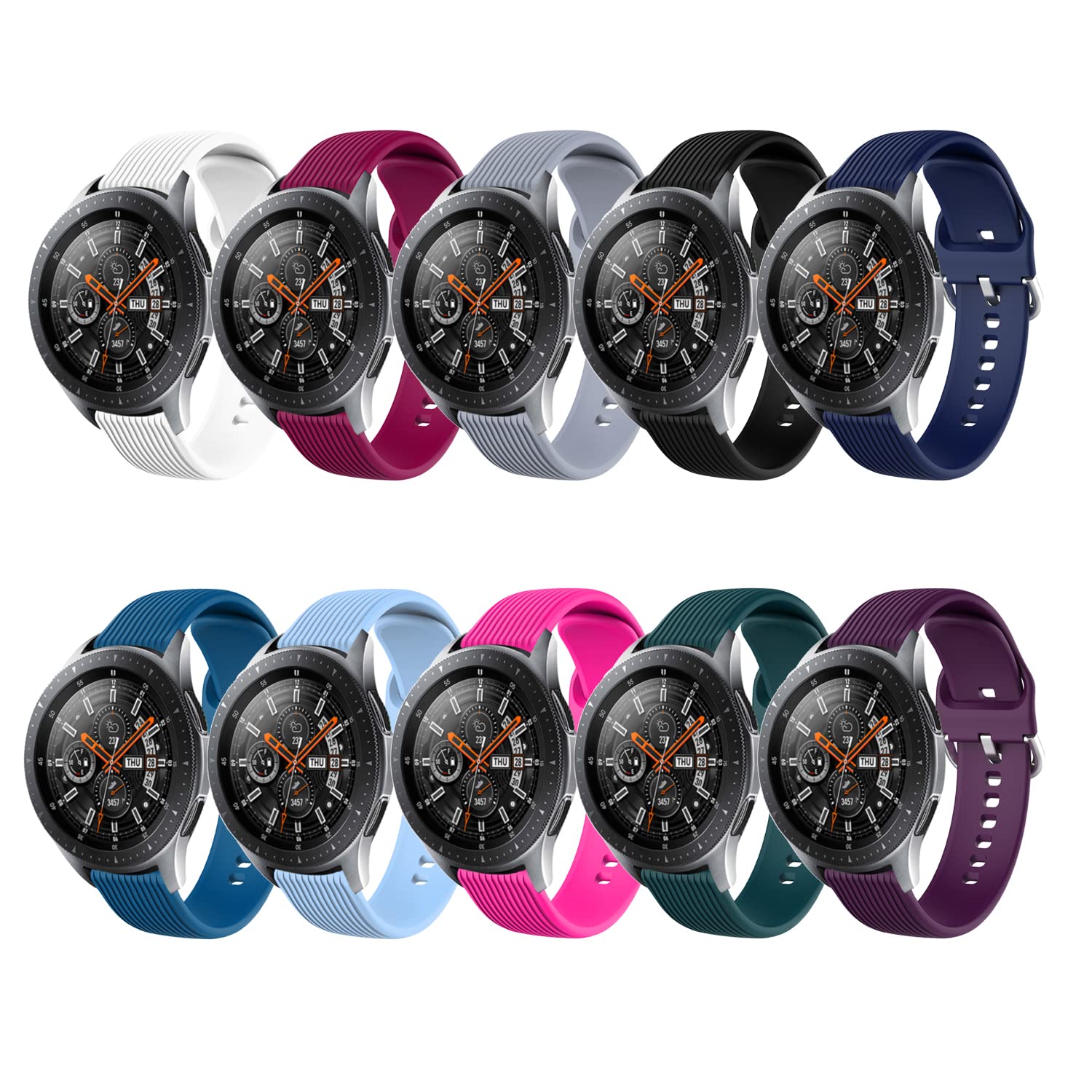 10 Pack Bands Compatible with Tranya Smart Watch,Soft Silicone Sport Wristbands Replacement Strap with Classic Clasp for Sudugo/chalvh/Tranya Smart Watch