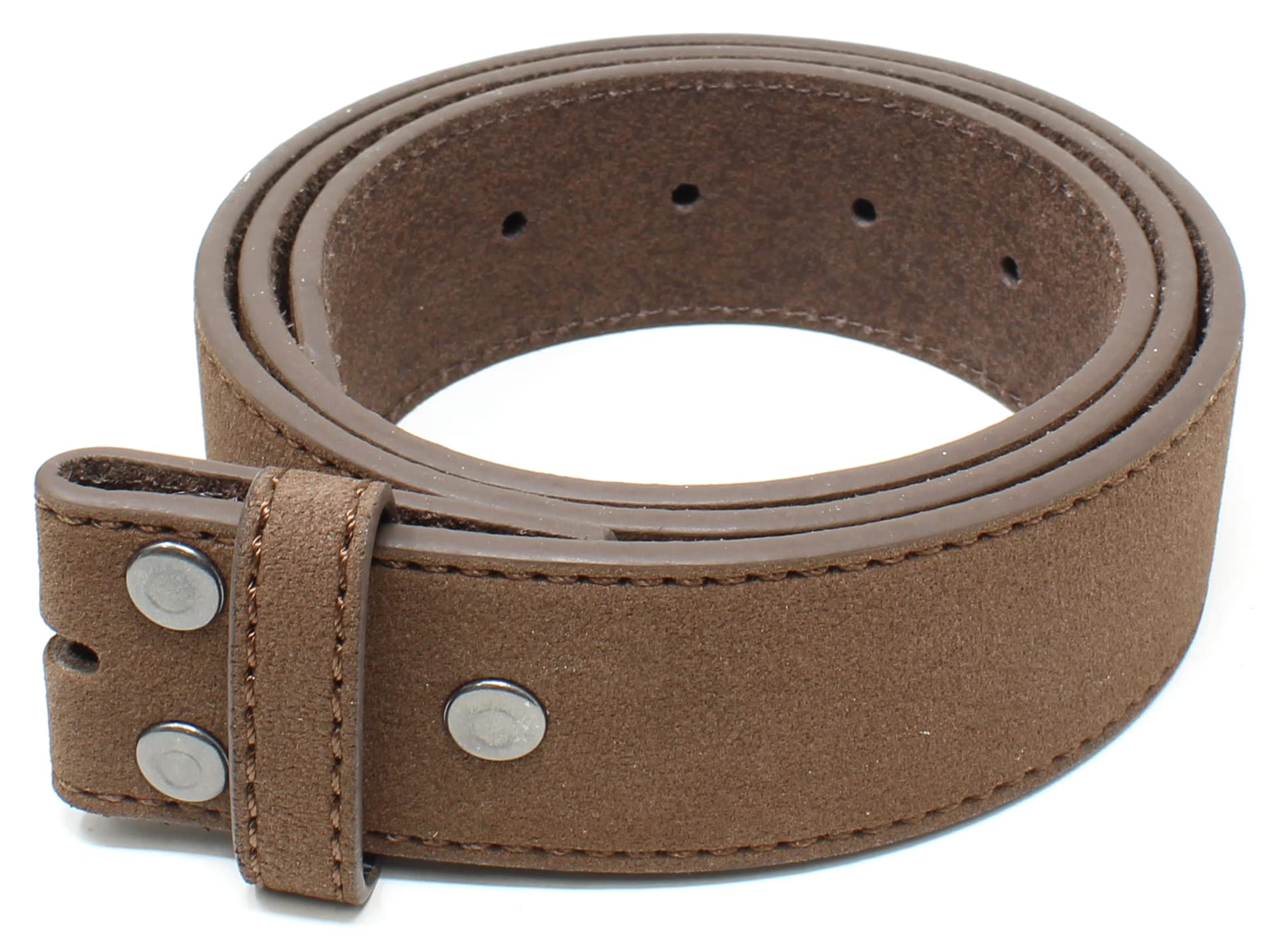 BC Belts Leather Belt Strap with Suede Texture and Stitched Edge 1.5" Wide with Snaps