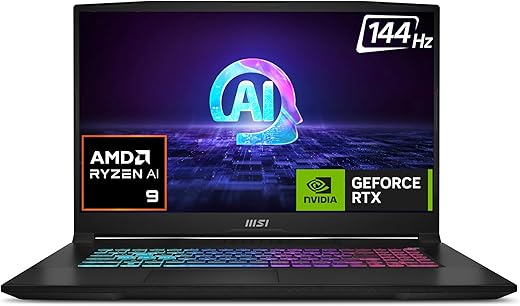 MSI Katana A17 AI, AMD Ryzen 9 8945HS,Built-in AI, 44CM FHD 144Hz Gaming Laptop(16GB/1TB NVMe SSD/Windows 11 Home/NVIDIA GeForce RTX 4070, GDDR6…