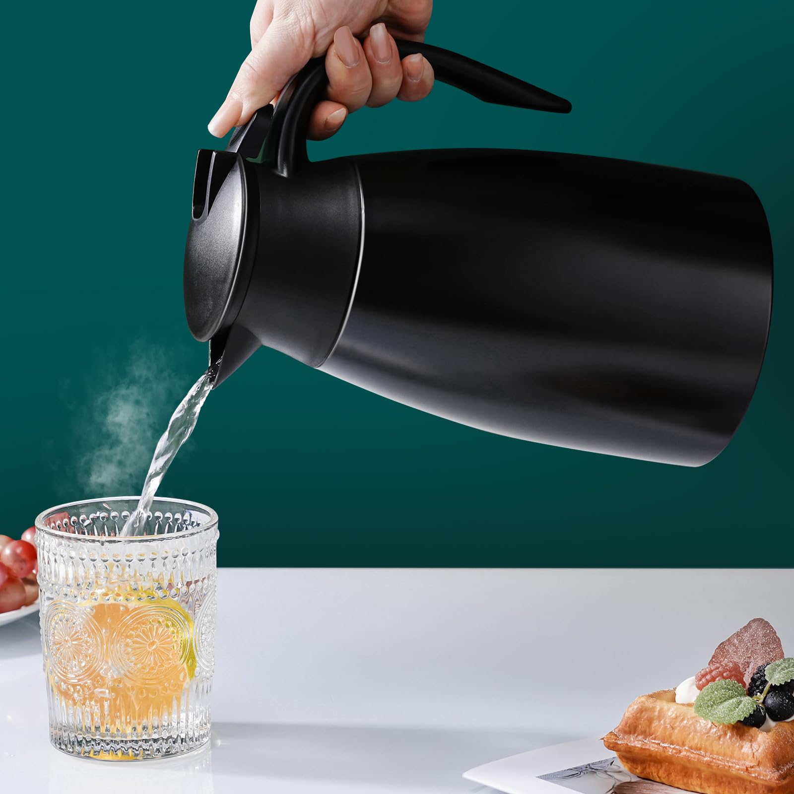PARACITY Caraffa Termica per Caffè e Tè - 1,5 L, Doppia Parete Isolata Sottovuoto, 18/8 Acciaio Inox, Mantiene Caldo