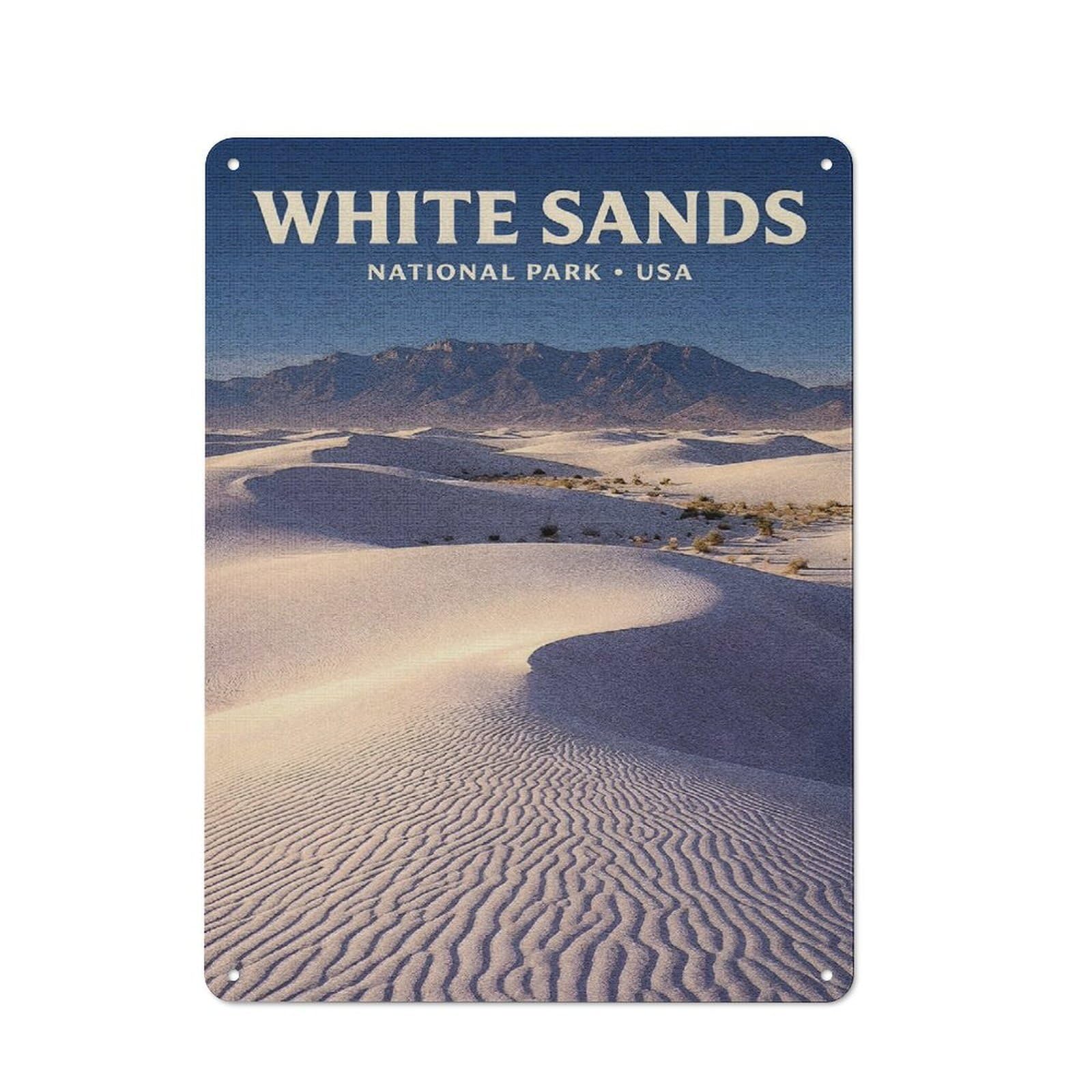 Junmoney Style-5 Tin Wall Plaque 40X30cm With White Sands National Park For Garage Wall, With Clear Vintage Wall Decor Character