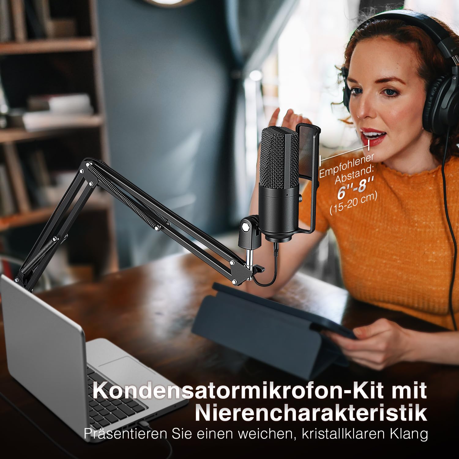 FIFINE USB Microphone Kit with Mute Button, Podcast Microphone with Boom Arm Stand for PC Computer, Studio Condenser Mic for Streaming Recording Vocal VoiceOver-T669PRO1