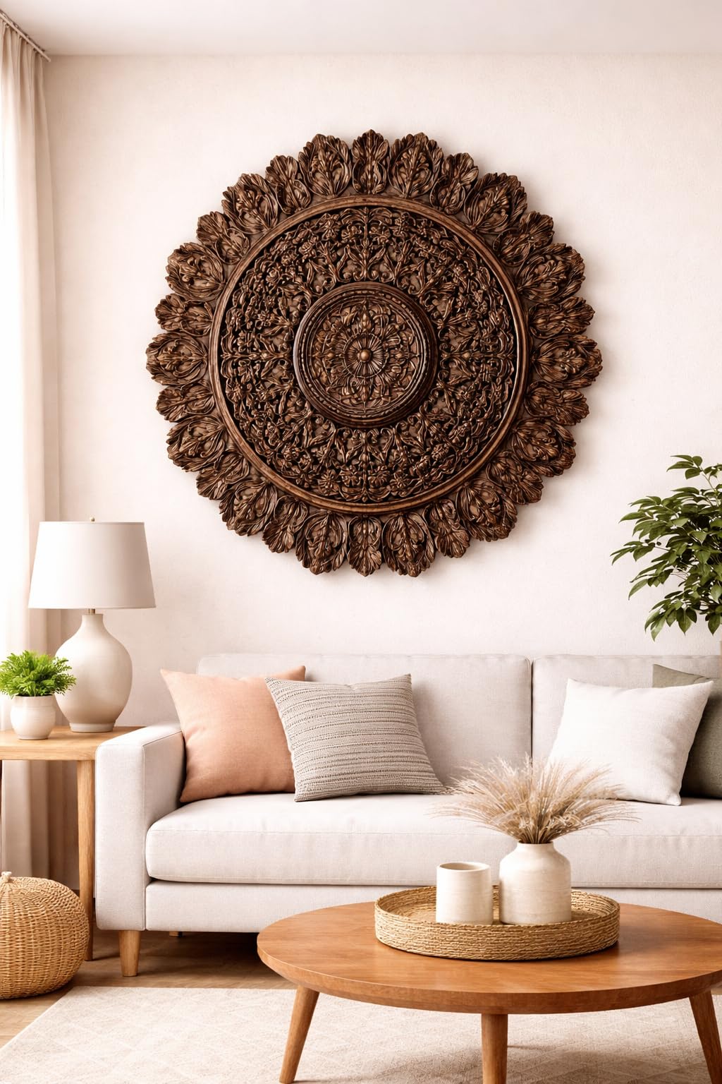 Decor Delights Wall panel Floral MDF Wall Decoration Panel, Hanging Wood Carving Wall Decoration Panel for Living Room, Bedroom, Hallway, Office Wooden Wall Hanging Plaque, Wood Carving (3D Brown)-image-44