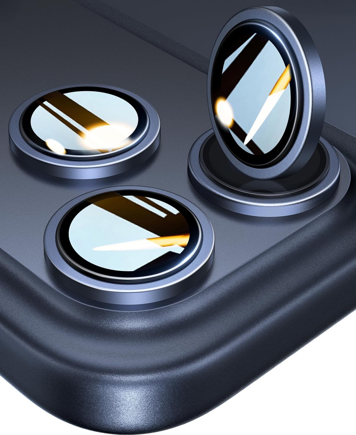 Camera Glass Lens Protector Ring Combatible with iPhone 17 Pro Max(BLUE) case Friendly with Edge to Edge Coverage and Easy Installation (BLUE)