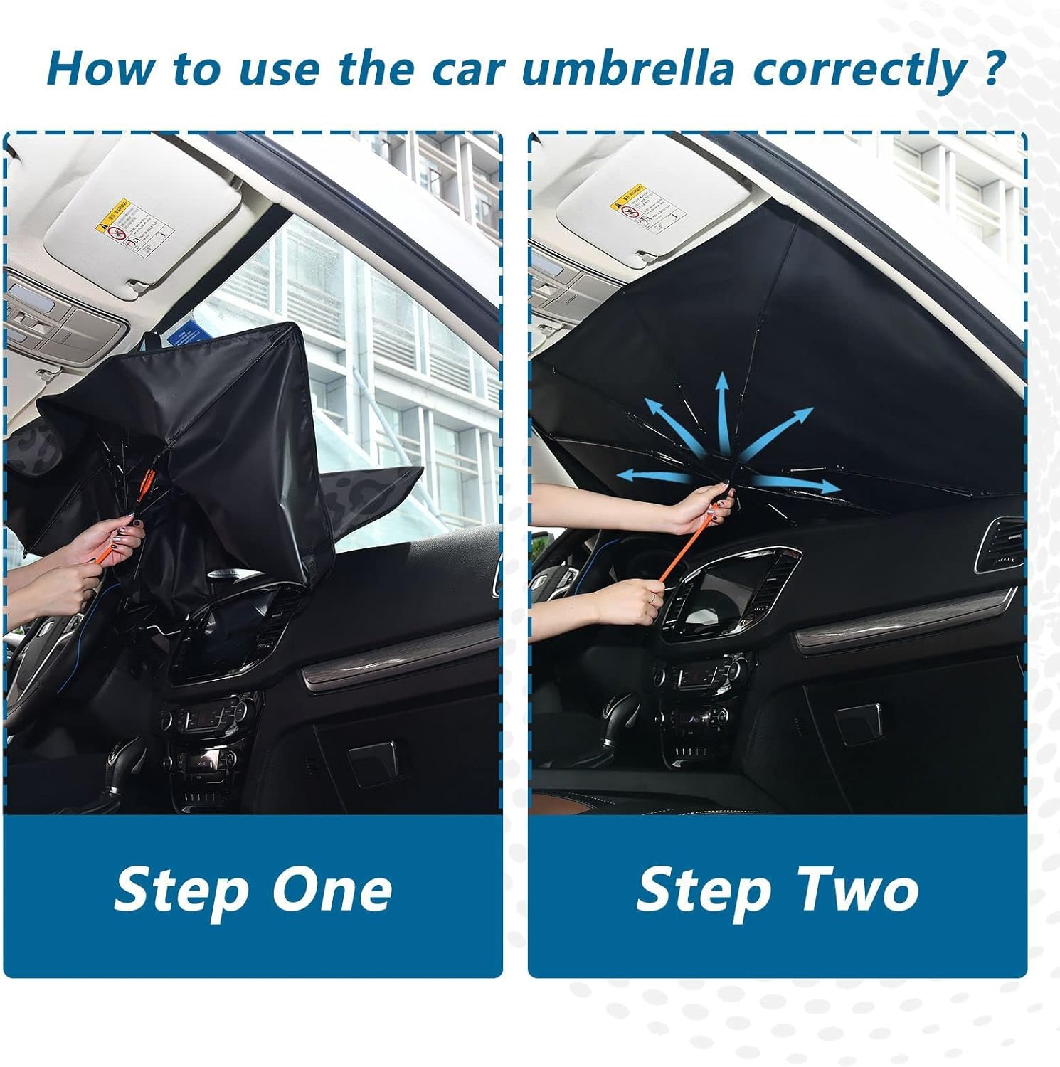 Black Leopard Windshield Sun Shade Umbrella Animal Skin Print Foldable Car Front Window Sunshade Blocks UV Rays Heat Keep Vehicle Cool (55" x 27.5")