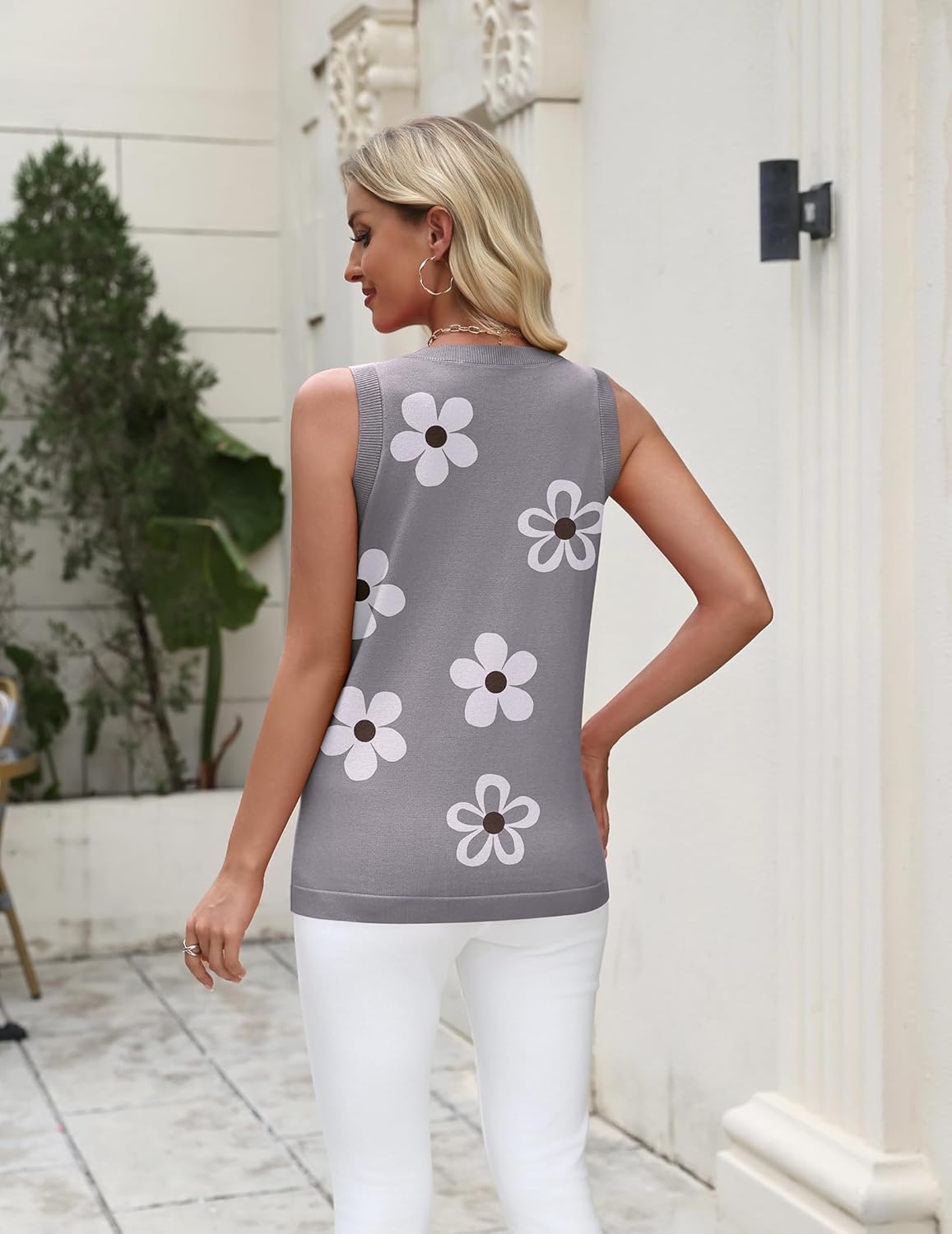 Zeagoo Women's Sleeveless Sweater Vest 2026 Summer Crew Neck Ribbed Knit Work Shirts Business Casual Tank Tops - Image 5