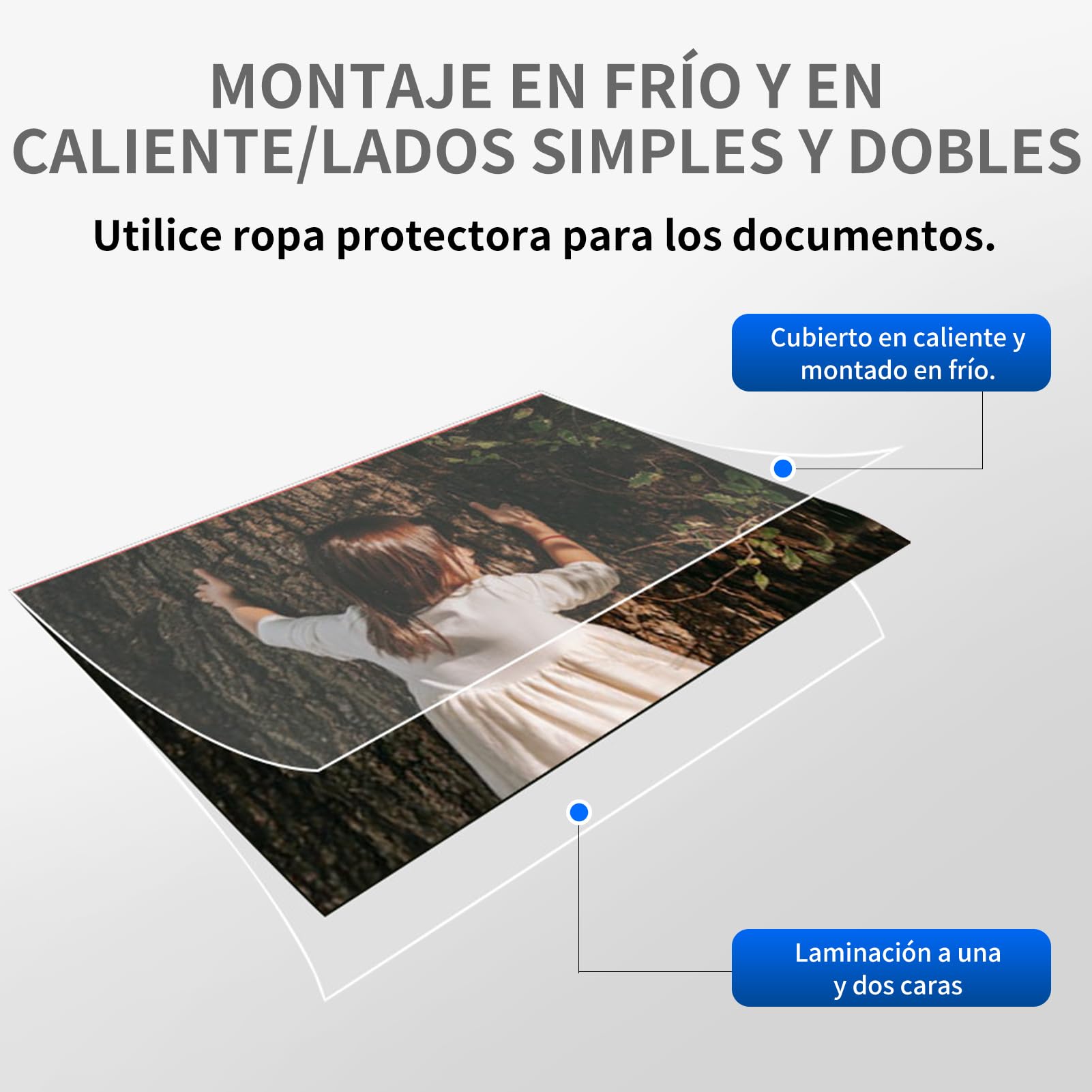 Plastificadora profesional A3 350mm Caliente y Frío, Regulación de Tensión y Presión, velocidad ajustable de 0,5 a 3 m/min, Anti-ondulación, Doble y Simple Cara, para Escuela, Oficina y Comercial