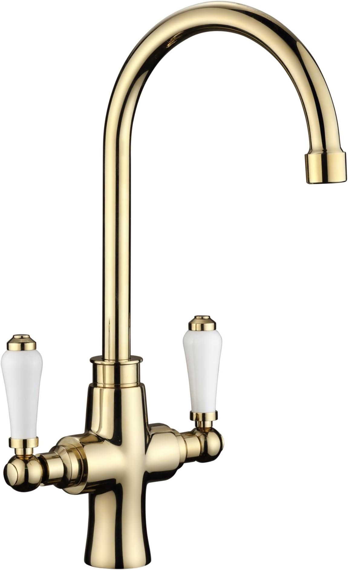 Thomas and Holland® Gold Polished Brass Kitchen Traditional Ceramic Lever Mono bloc Mixer Tap Belfast Butler