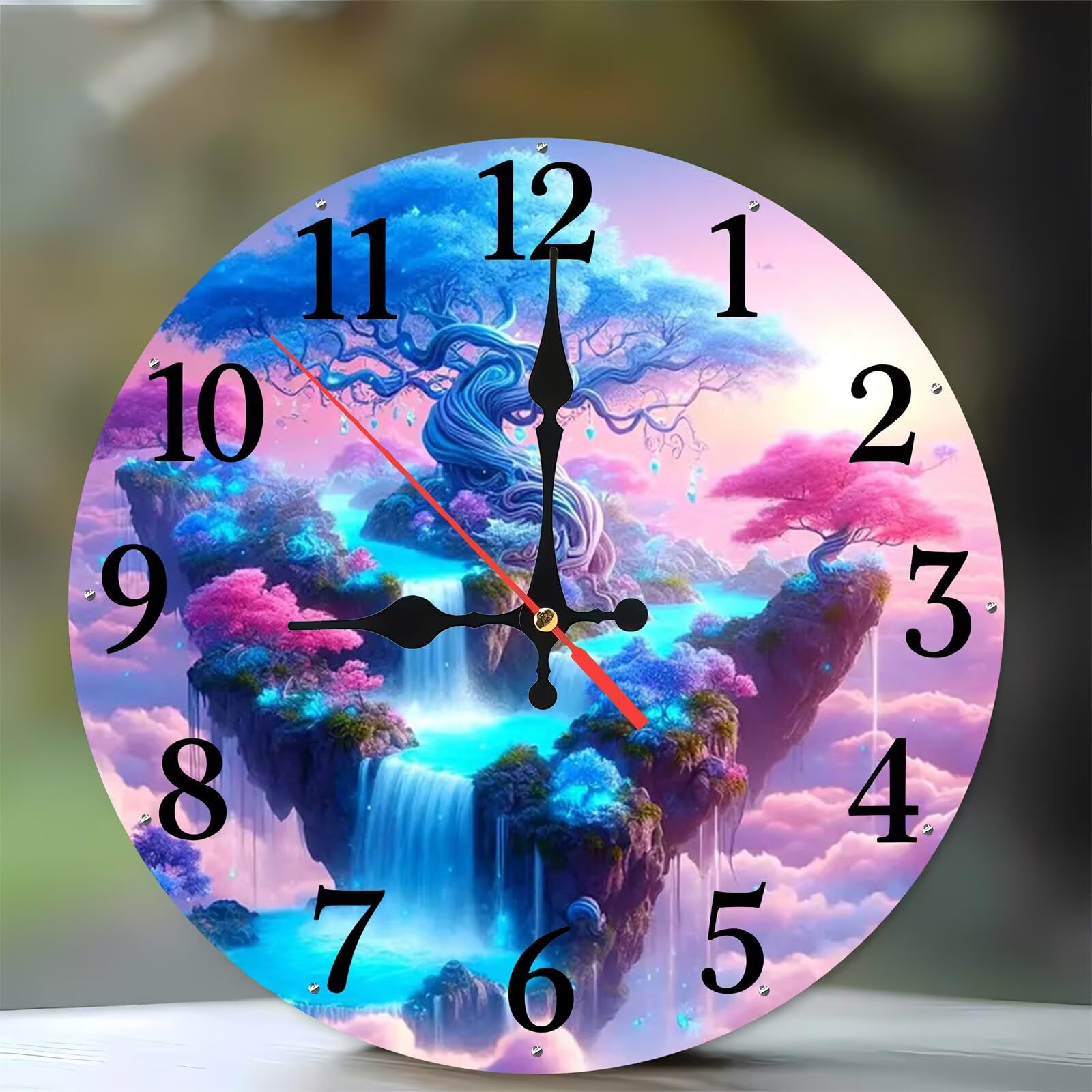 Horloge murale cuisine 12 pouces cascade île quartz silencieuse pendule salon