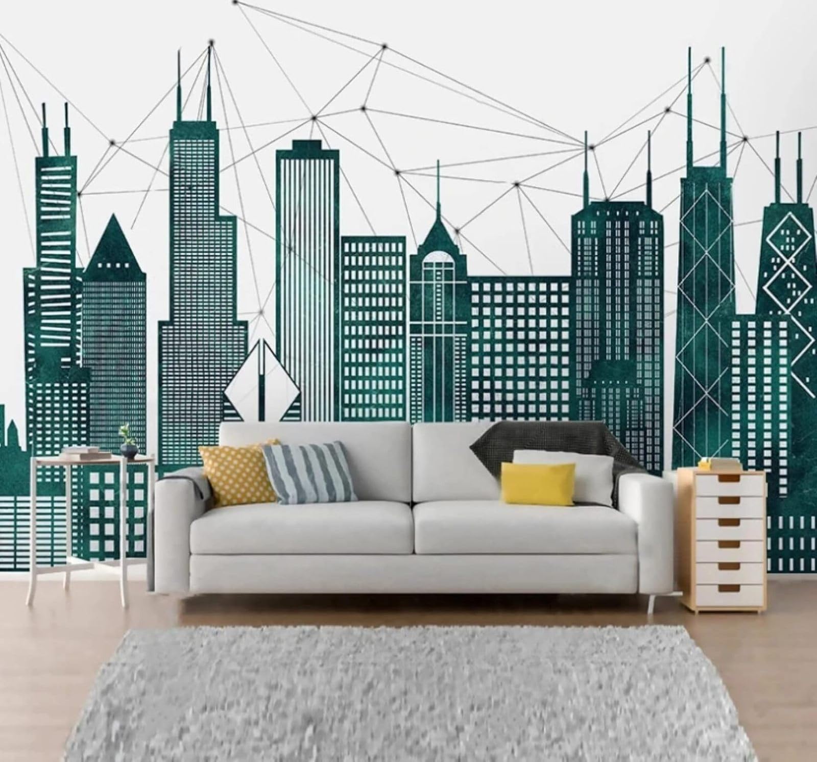 XLMING Abstract Retro Lines Geometric Urban Architecture 3D Wallpaper Luxury Silk Study Dining Feature Sofa Grey Bedroom Living Room Tv Decorative Wall-150cm×105cm