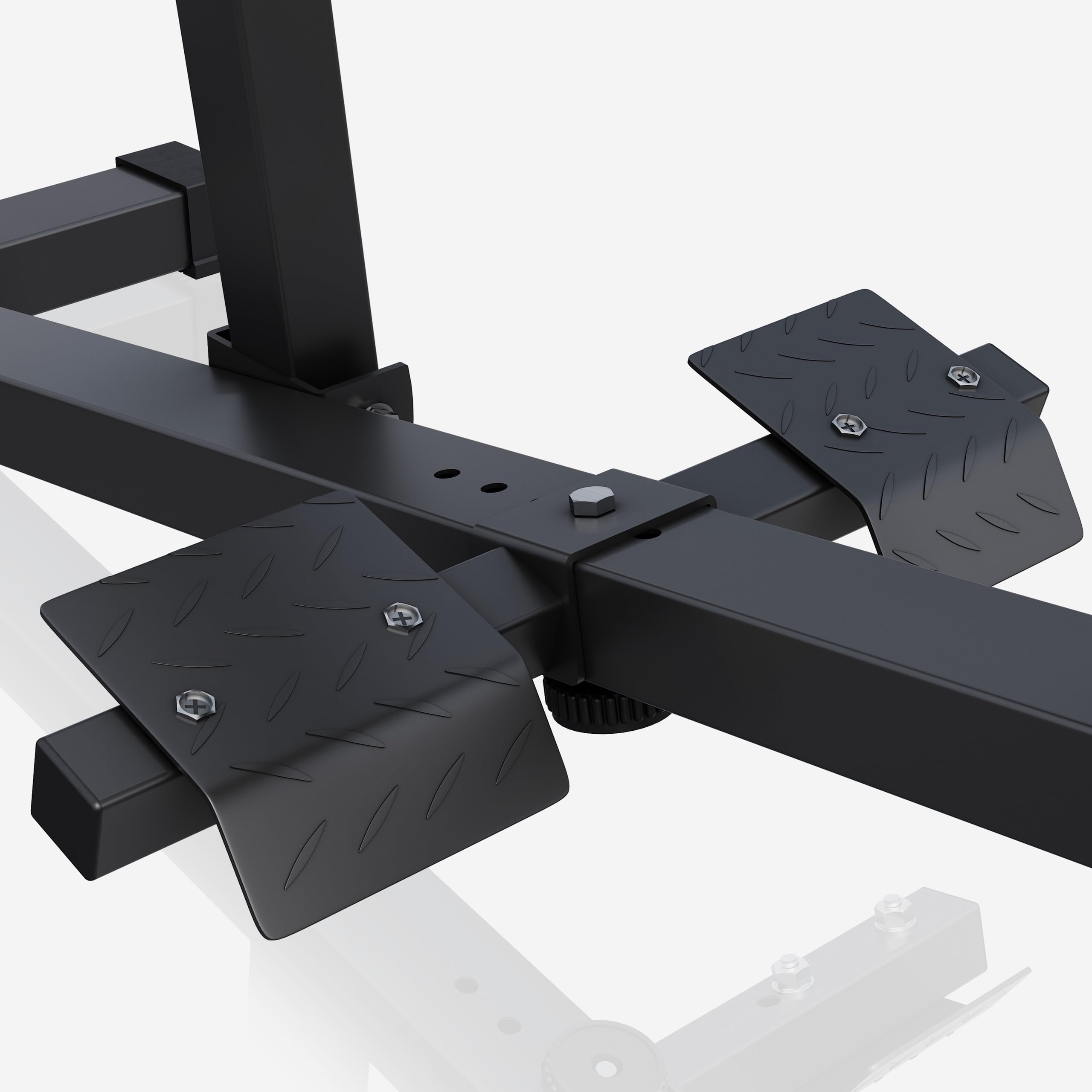 Gorilla Sports® Panca per Polpacci - 126 x 61 x 100 cm, Regolabile in Altezza in 5 Posizioni, con Supporto per Dischi Pesi da 30mm e 50mm, 2 Chiusure a Molla, Nero - Calf Machine, Palestra, Fitness