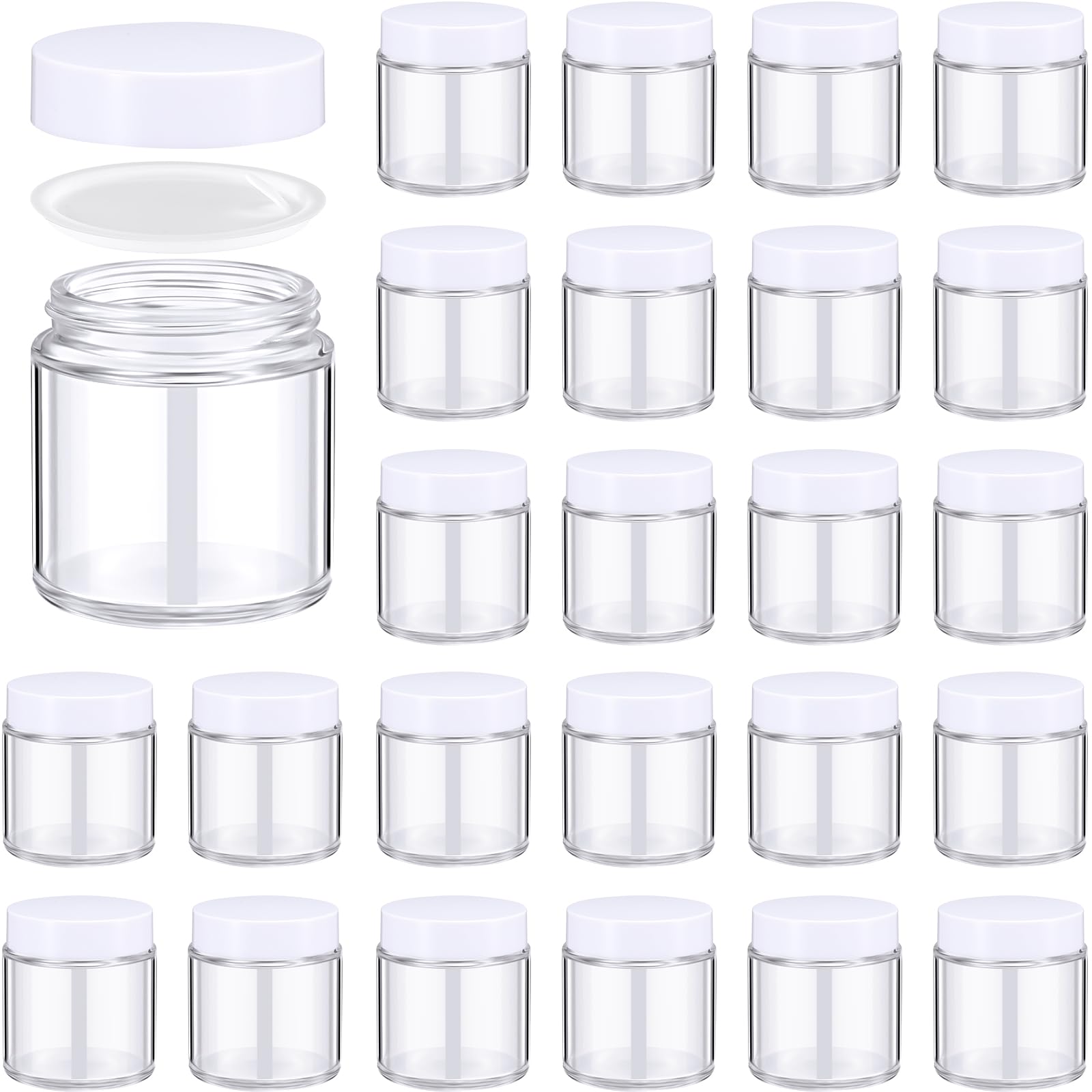 Norme 24 Pcs 4 oz Glass Jars with Lids Leakproof Round Airtight Empty Cosmetic Jars with Inner Liners Lid for Storing Lotions Powder Ointments Candle