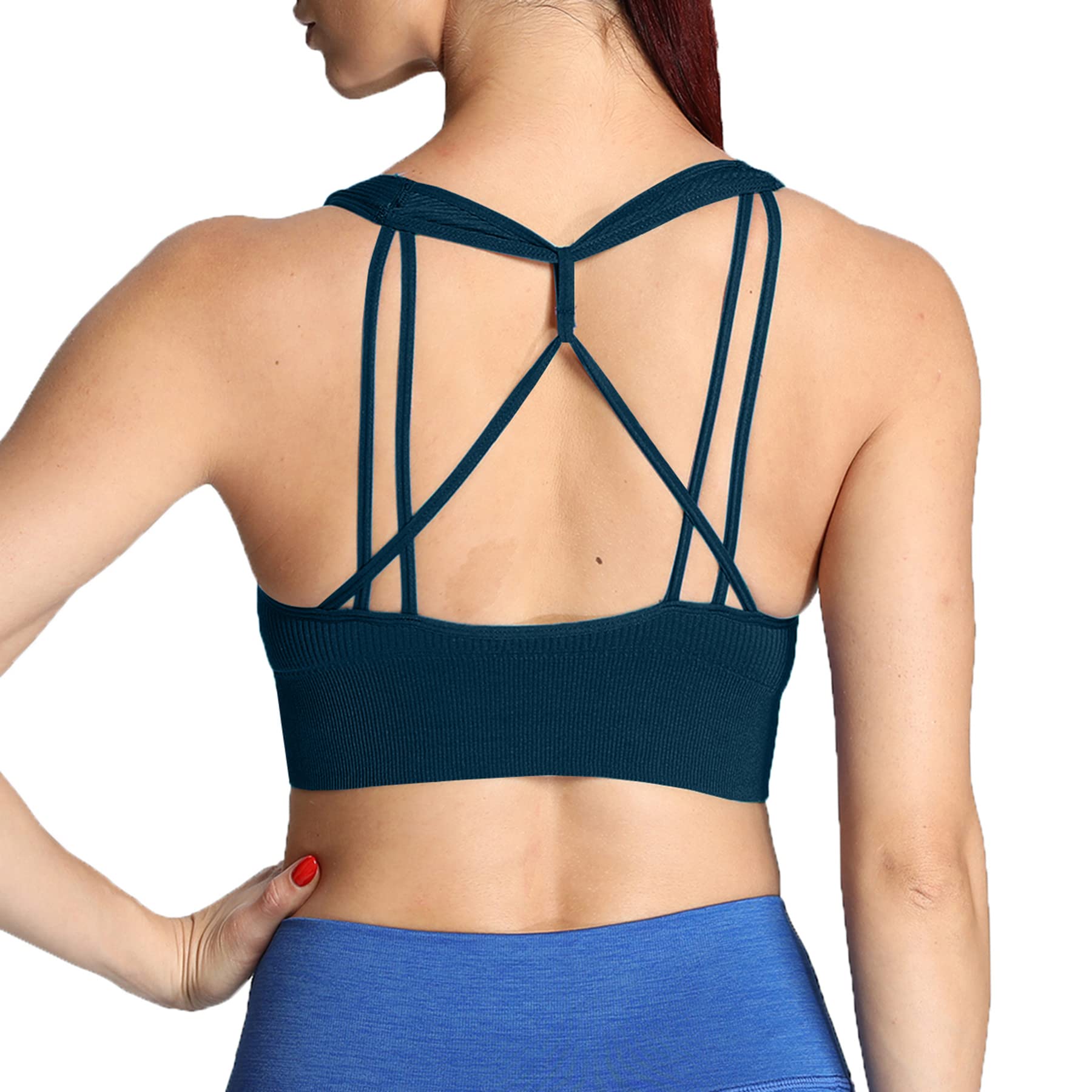 AoxjoxWomen's Workout Ribbed Seamless Sports Bras Fitness Running Yoga Crop Tank Top