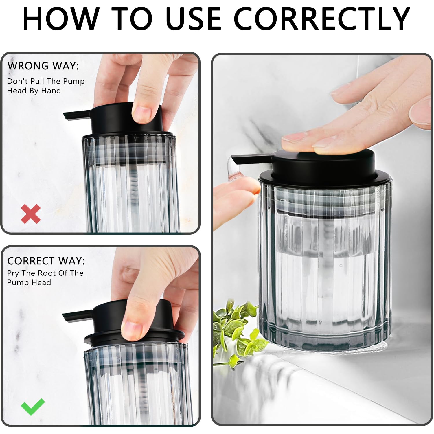 CERBIOR Juego de accesorios de baño, 4 piezas de accesorios de vidrio, incluye dispensador de jabón, soporte para cepillo de dientes, taza para cepillo de dientes, jabonera para encimera decorativa y