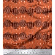 Soimoi Georgette Viscose Orange Fabric - by The Yard - 44 Inch Wide - The Flower of Life Geometric Print Fabric - Spiritual and Botanical Fusion for Stylish Creations Printed Fabric