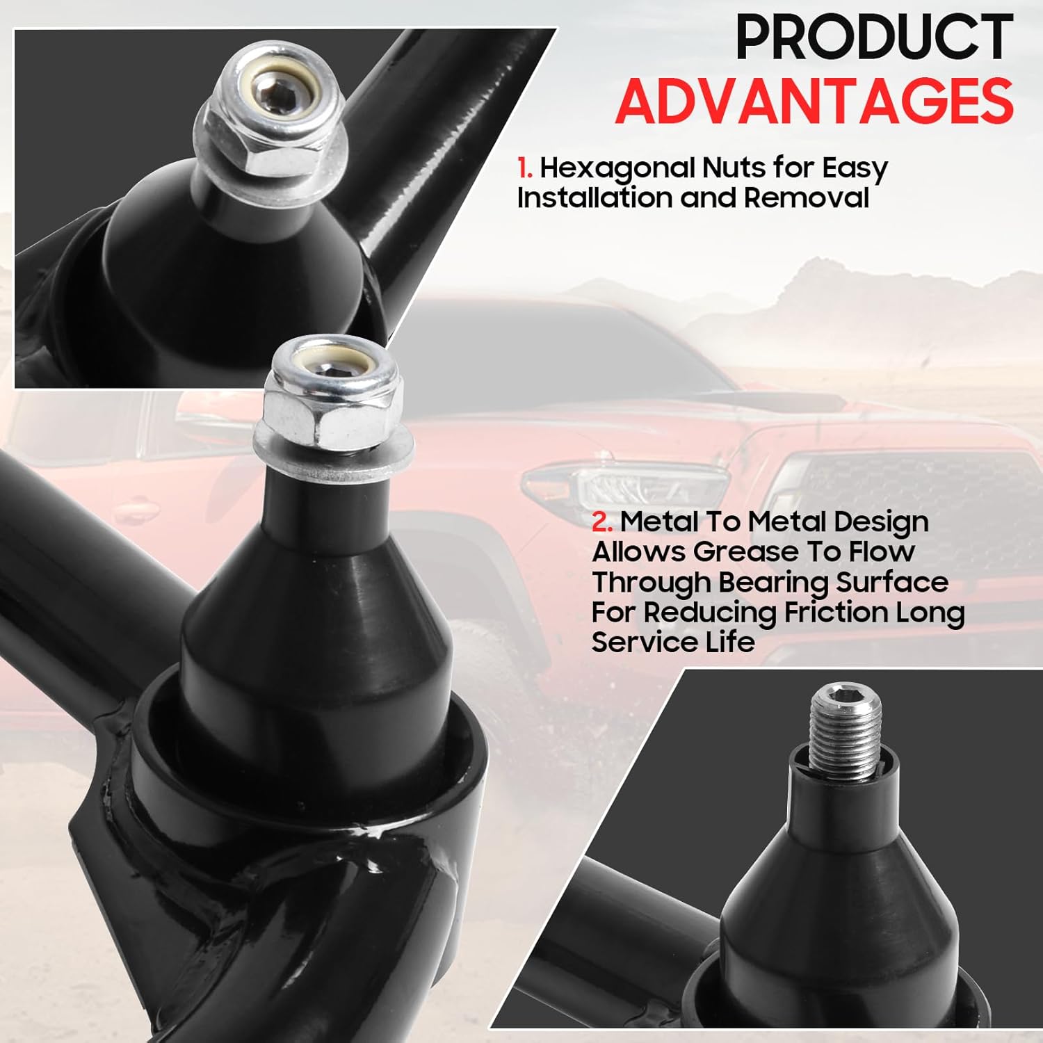 2-4" Front Upper Control Arms w/Ball Joint for 2004-2020 Ford F150, Suspension Adjustable Control Arm, Replacement OEM Factory/Stock Suspension Arms 2pcs