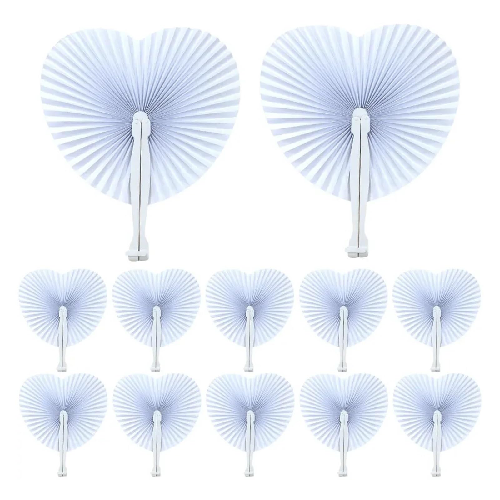 Papier-Faltfächer Weißer Faltbarer Fächer in Herzform, blanko Papier-Handfächer mit Kunststoffgriffen, DIY-Malerei, Geburtstag, Hochzeit, Party-Dekor(36PCS)