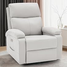 Korser Power Swivel Rocker Recliner Chair. Electric Glider Rocking Chair Nursery with Massage & Heat. PU Leather Nursery Rocking Chairs with USB & Type-C Ports for Living Room, Bedroom, Nursery, White