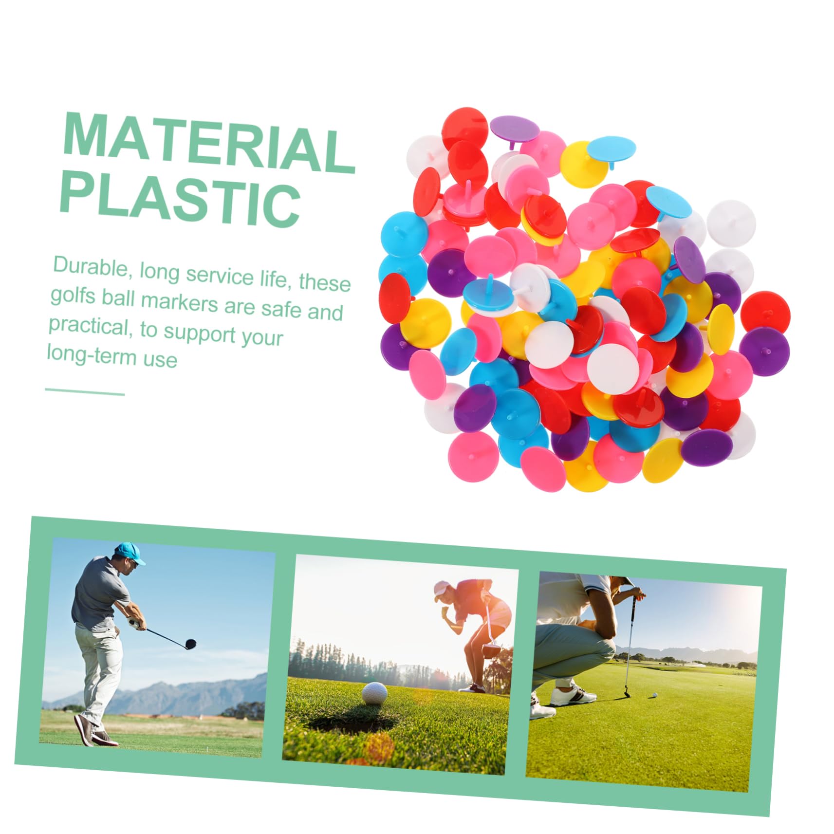 KOMBIUDA 100 Stück Farbige Golfballmarker aus Kunststoff Rund Tragbar und Einfach im Boden zu Platzieren für Präzise Positionierungsmarkierungen Beim Golfspielen Zufällige Farbe